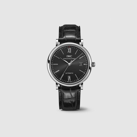 IWC 포르토피노 오토매틱 다이얼 40mm 검판 레더 IW356502